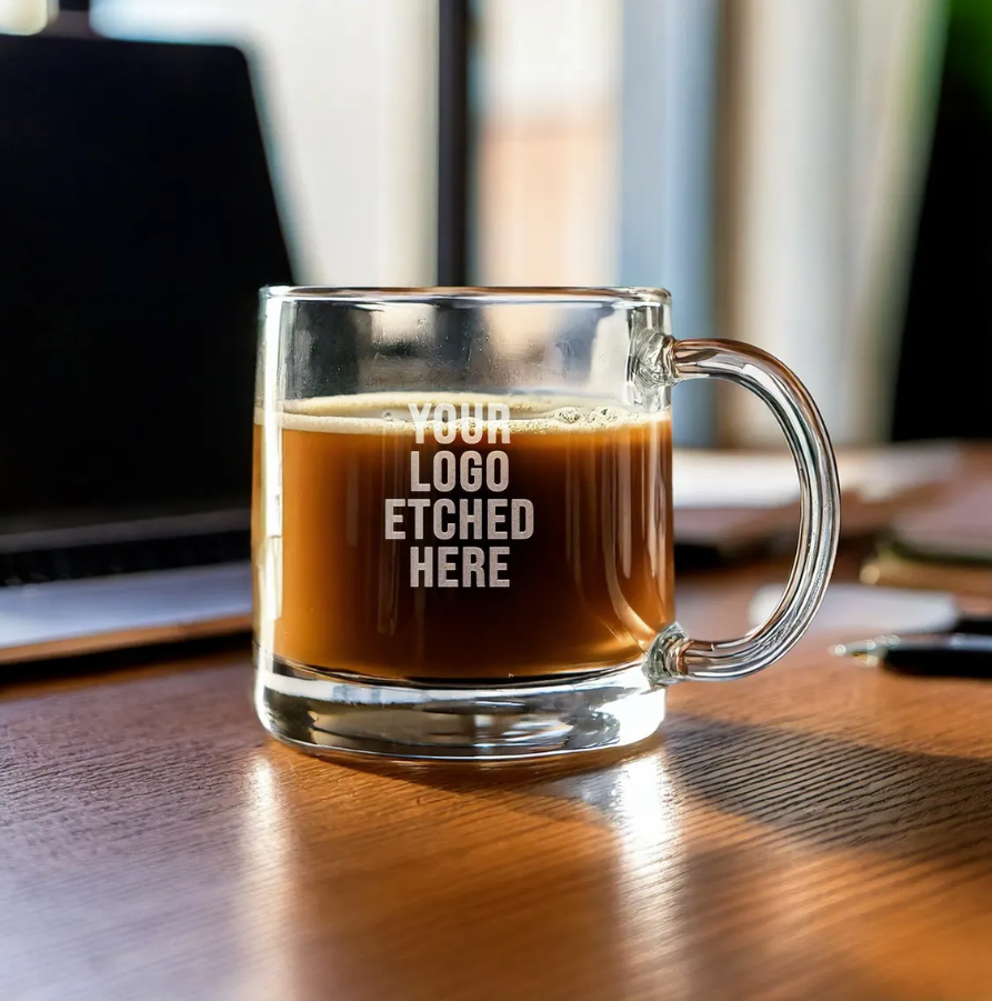 12 1/4oz Glass Coffee Mug - Laser Engraved