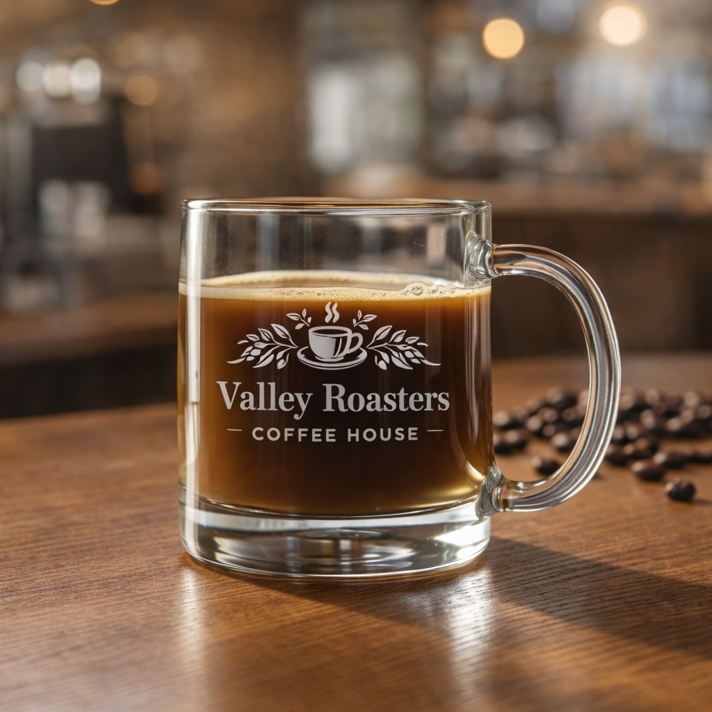 12 1/4oz Glass Coffee Mug - Laser Engraved