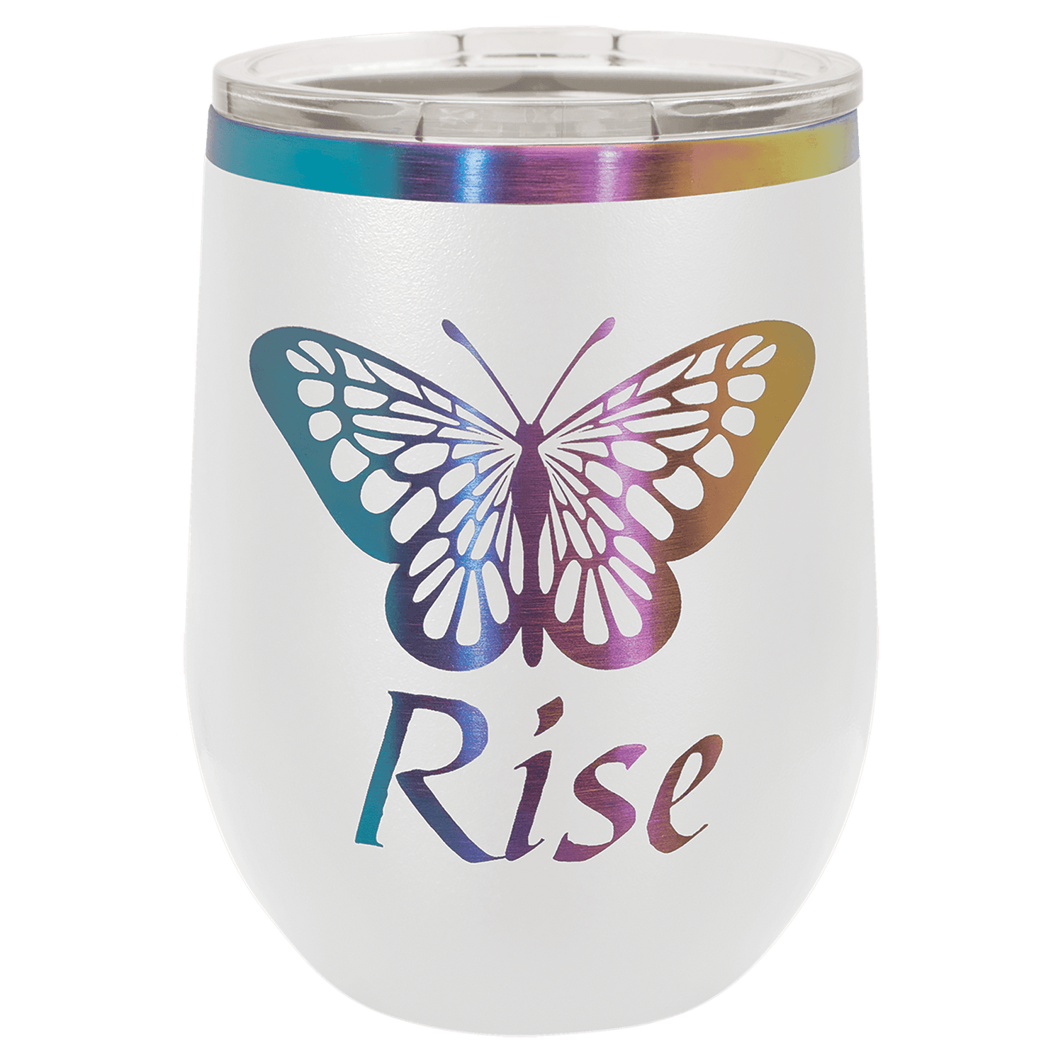 12 oz Polar Camel Stemless Wine Tumbler with Lid - Specialty Ion-Plated Finish - Laser Engrave