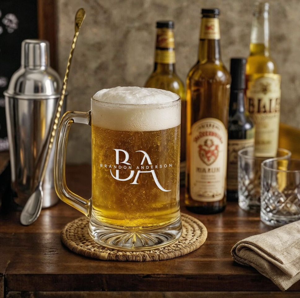 14oz Beer Mug with Handle - Laser Engraved