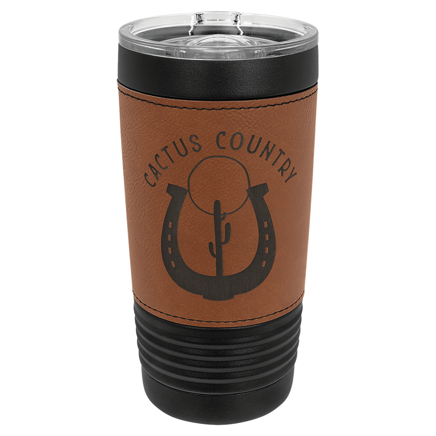 20oz Polar Camel - Black Tumbler with Engraved Leather Band