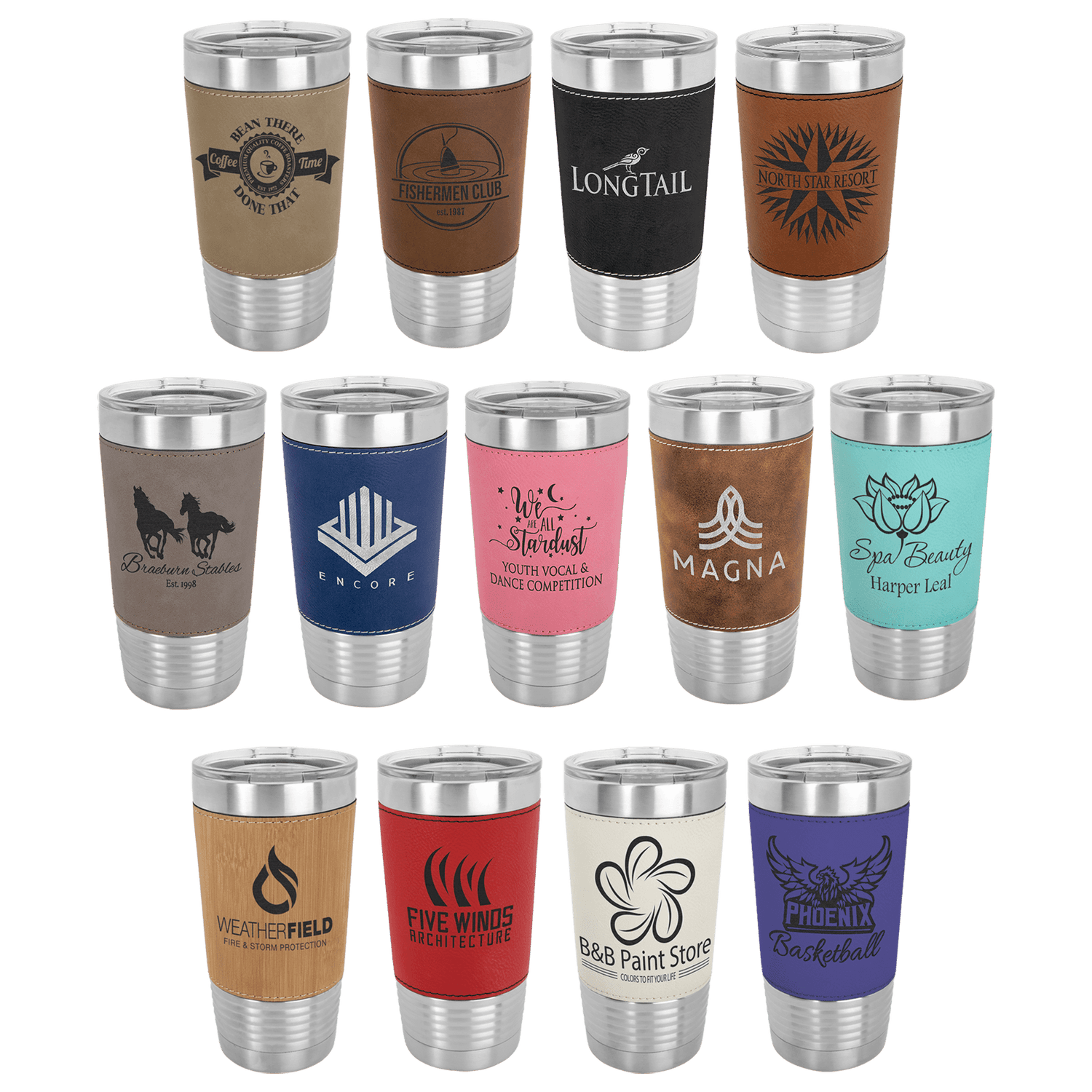 20oz Polar Camel Stainless Steele Tumbler with Engraved Leather Band