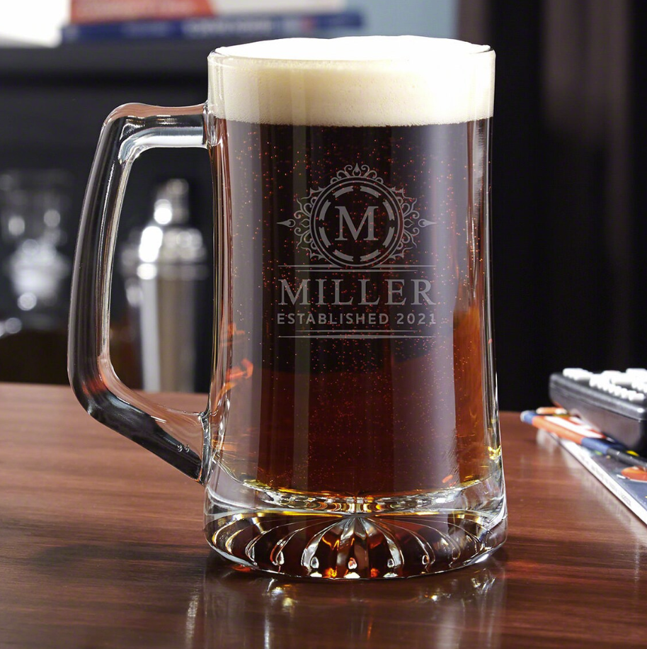 25oz Beer Mug with Handle - Laser Engraved