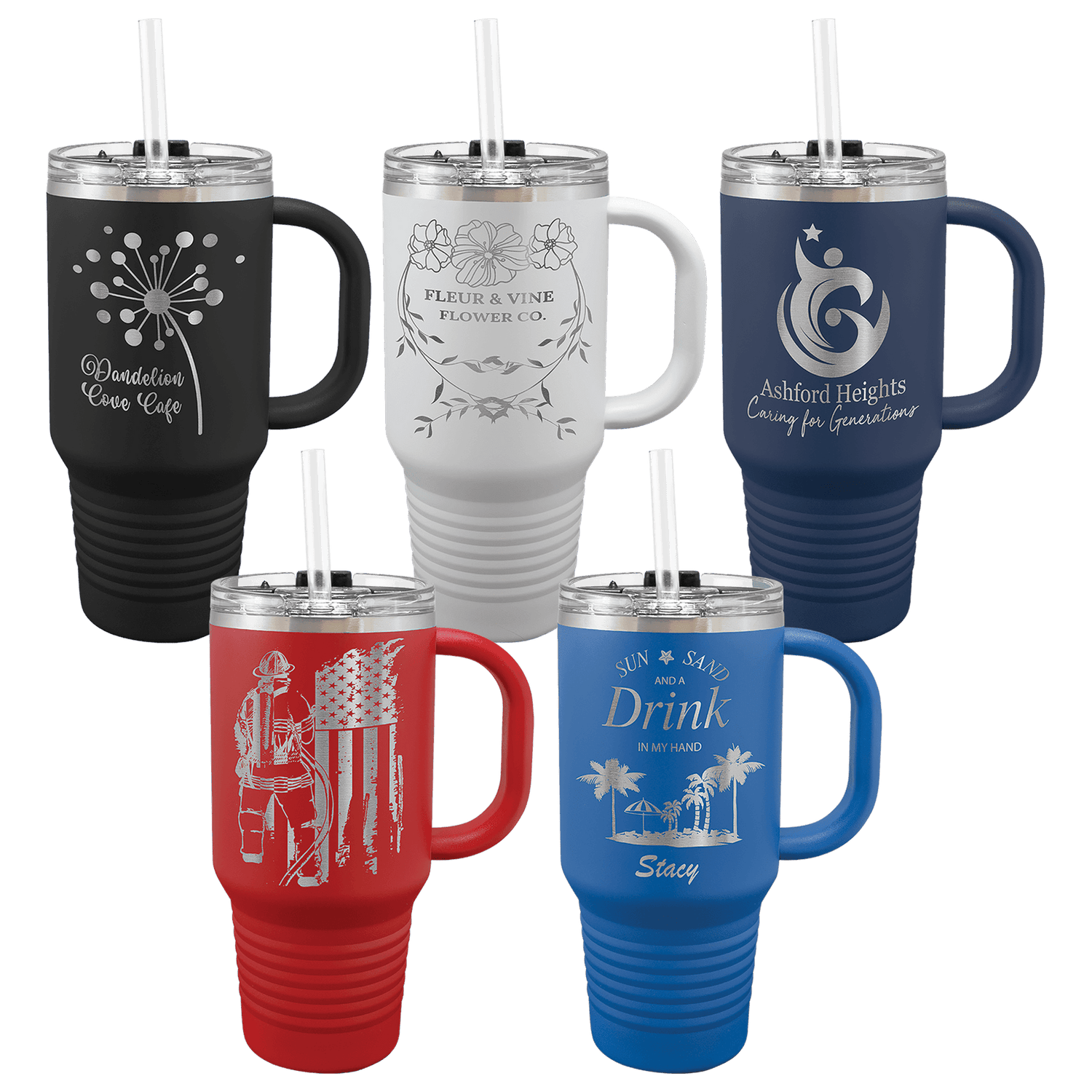 32oz Polar Camel Travel Mug with Snap Lid and Straw - Laser Engraved