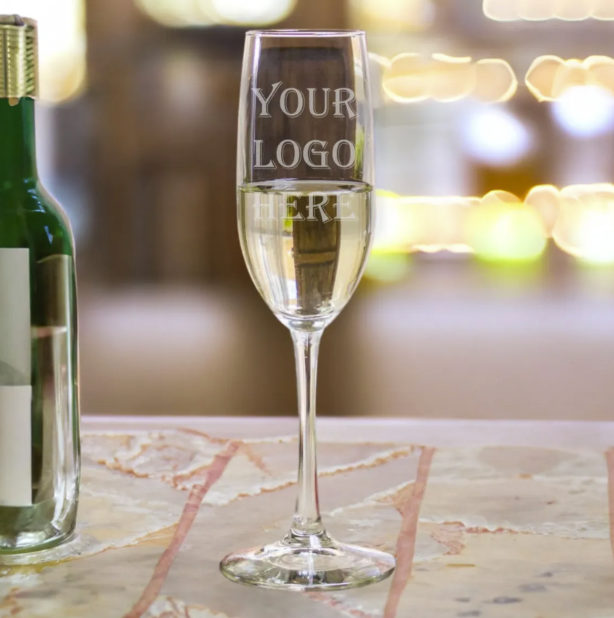 8oz Glass Champagne Flute - Laser Engraved